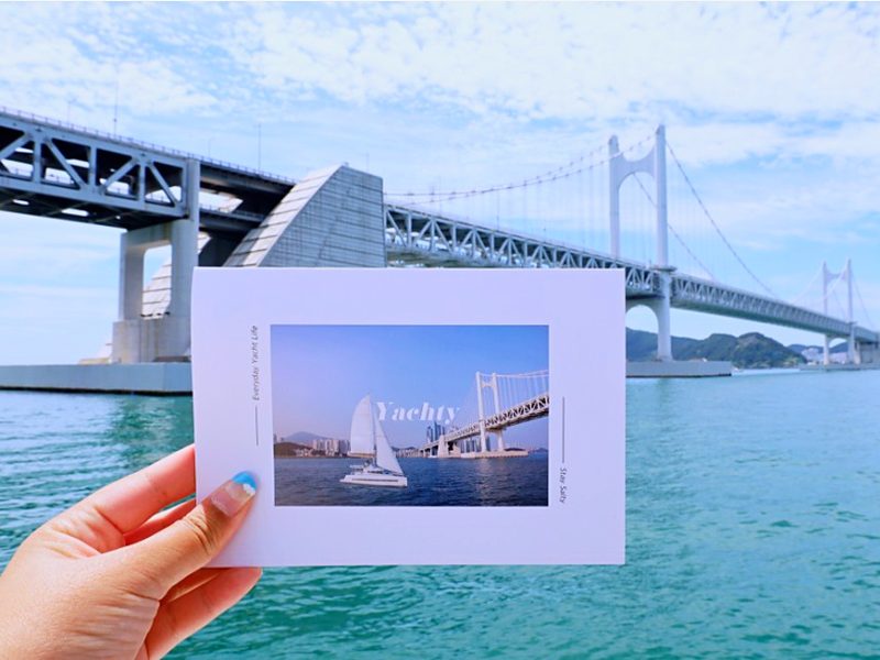 Polaroid photo taken in front of Gwangan Bridge